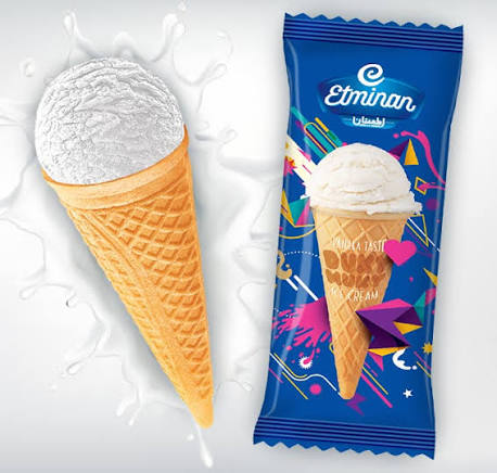 بستنی قیفی وانیلی اطمینان